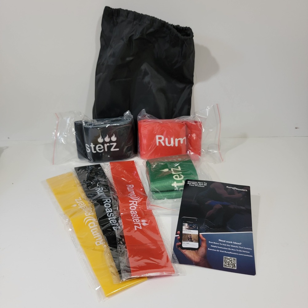 Rump Roasterz Resistance Band Set Fabric Booty Bands & Rubber Loops with Bag